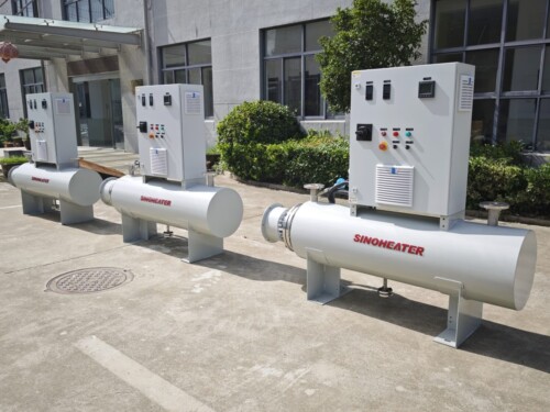 The side of the 90kw electric water heater with the control panel
